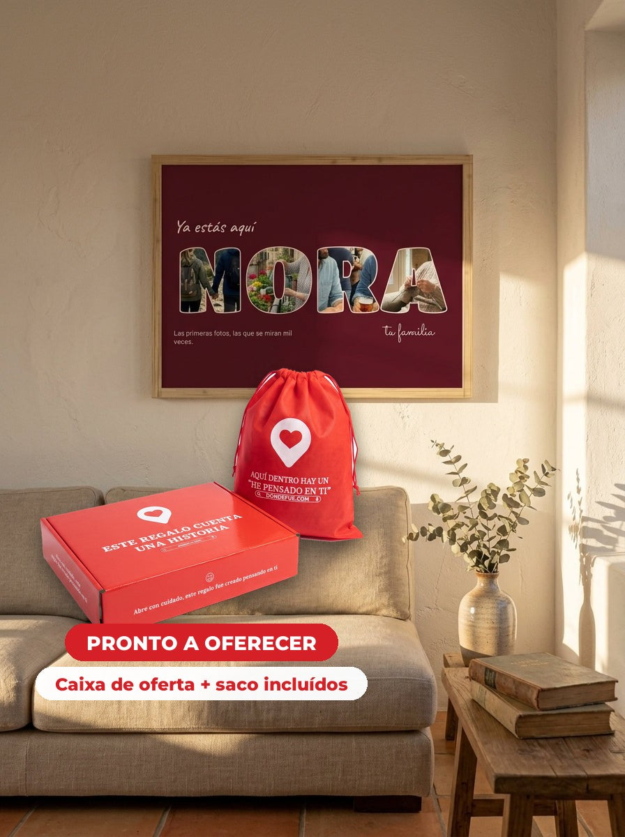 Cuadro letras con fotos personalizado nacimiento — llega en su caja regalo con bolsa, listo para regalar