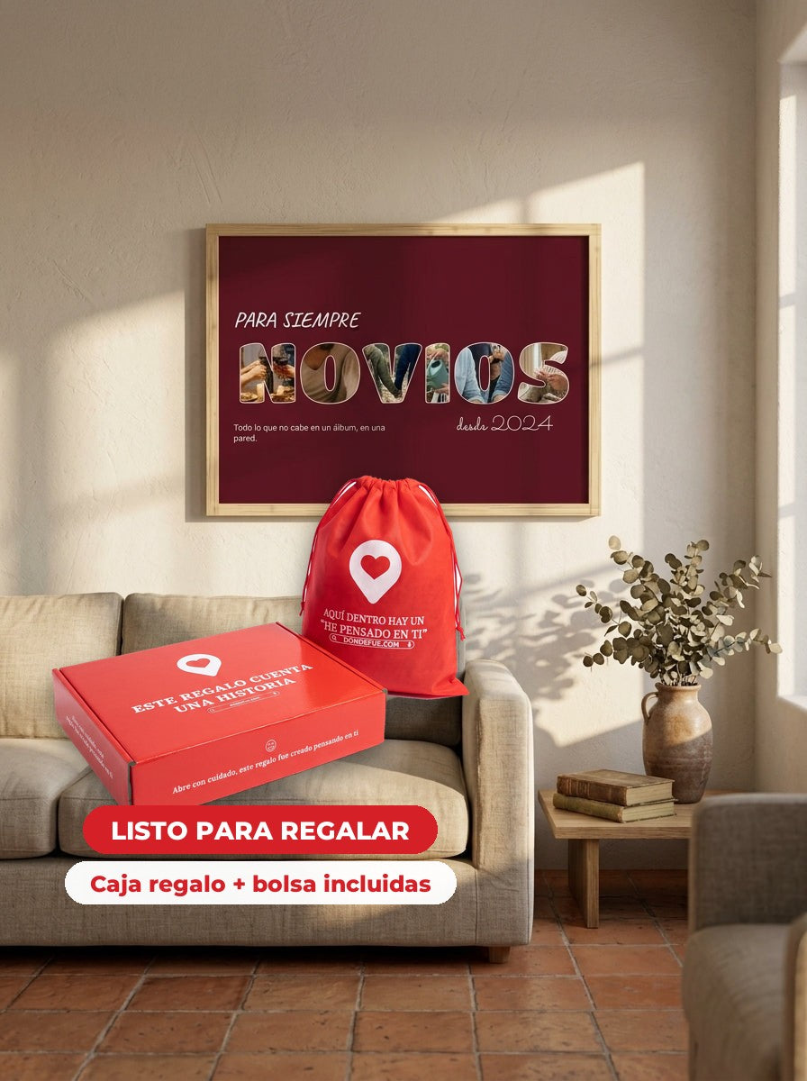 Cuadro letras con fotos personalizado pedida de mano — llega en su caja regalo con bolsa, listo para regalar