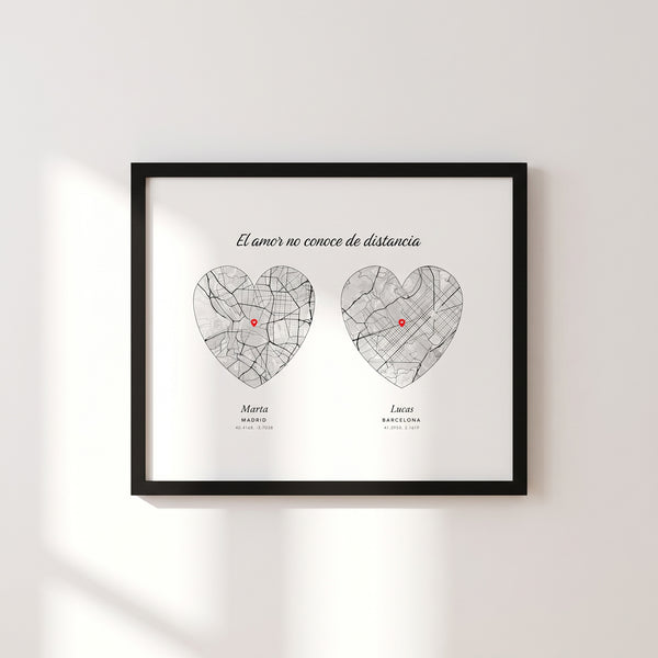 Cuadro Lugar Pareja a Distancia Personalizado