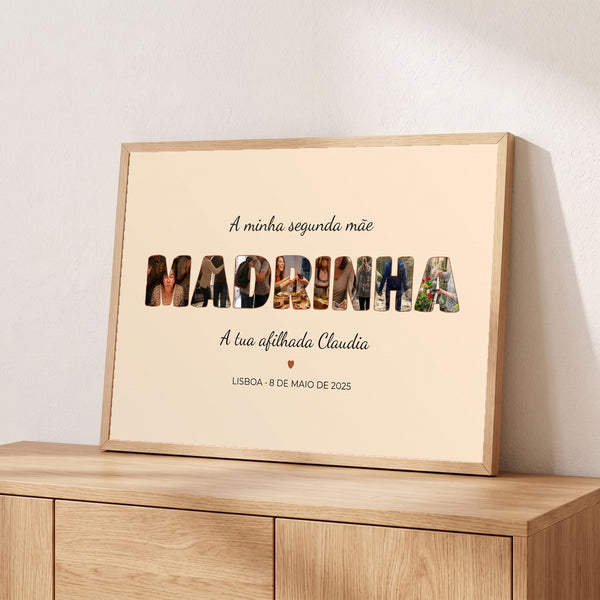 Quadro madrinha com fotos personalizado