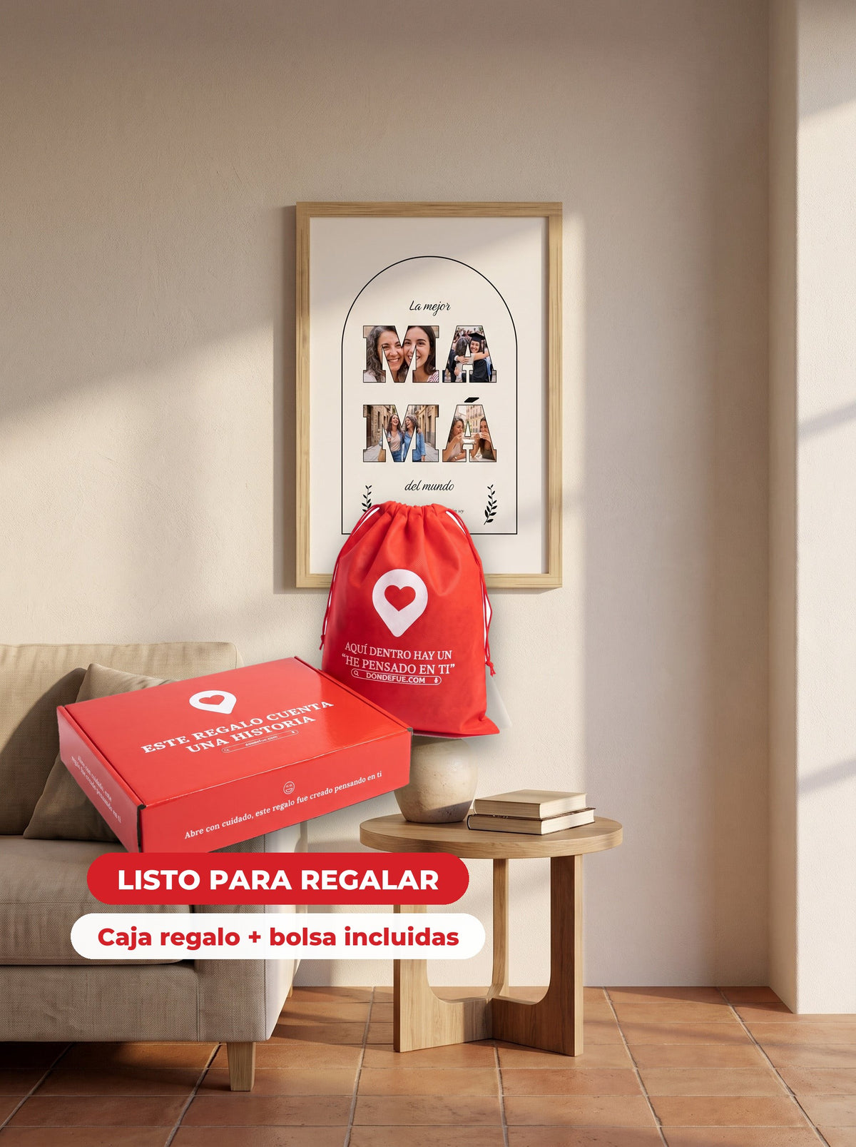 Cuadro Mamá — llega en su caja regalo con bolsa, listo para regalar