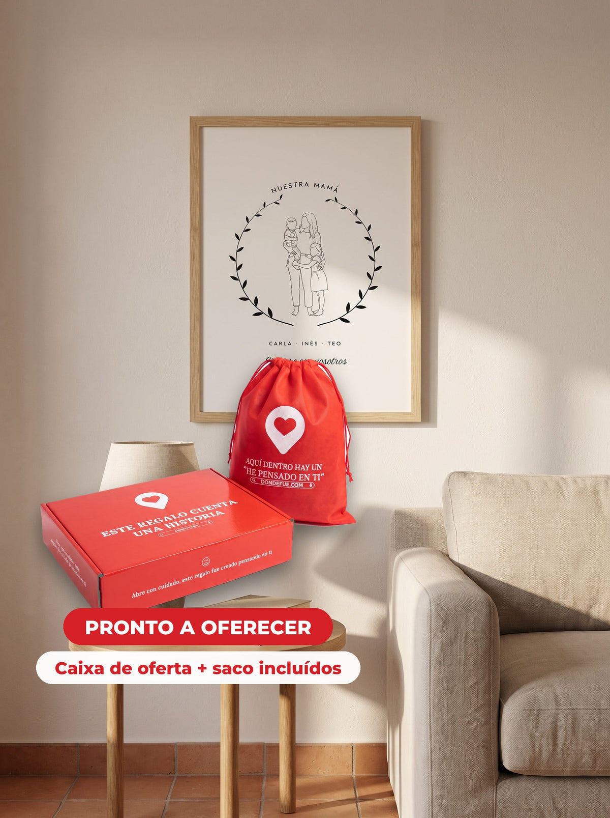 Cuadro Mamá Arte Lineal — llega en su caja regalo con bolsa, listo para regalar