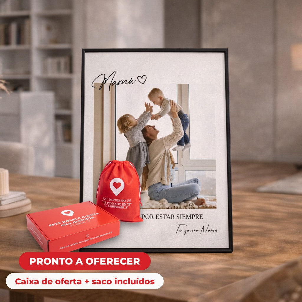 Cuadro Mamá Foto Personalizado — llega en su caja regalo con bolsa, listo para regalar
