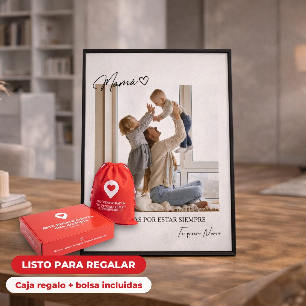 Cuadro Mamá Foto Personalizado — llega en su caja regalo con bolsa, listo para regalar
