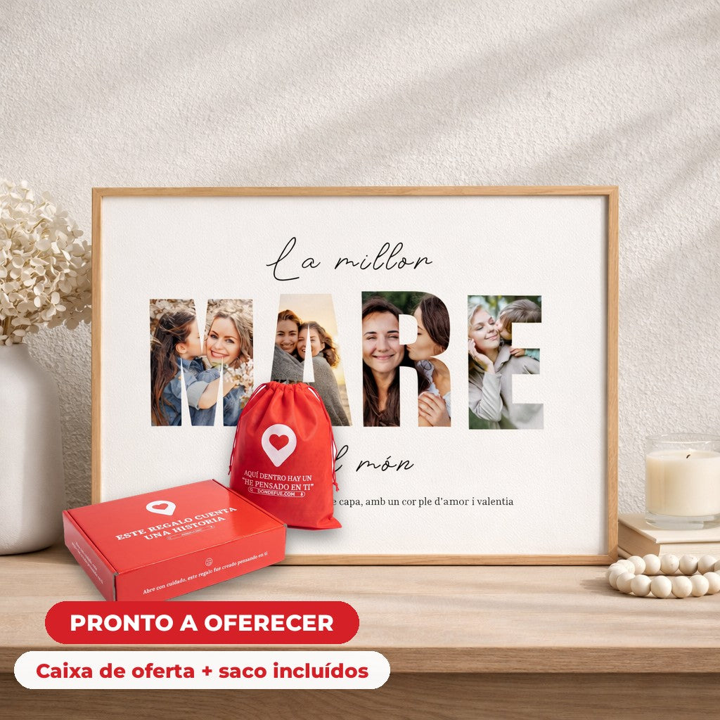 Quadro Mamã Letras Catalão — llega en su caja regalo con bolsa, listo para regalar