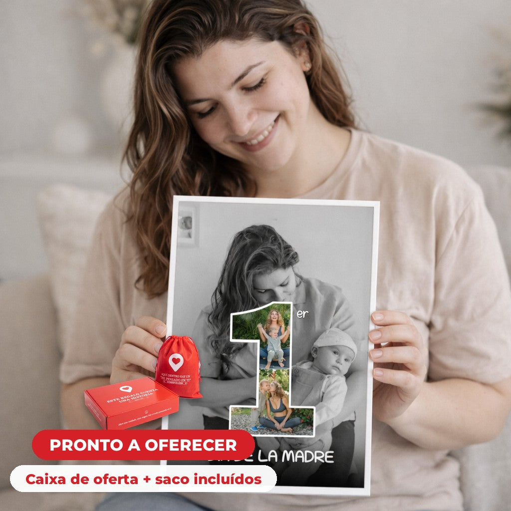 Cuadro Mamá Primer Día de la Madre - Personalizado — llega en su caja regalo con bolsa, listo para regalar