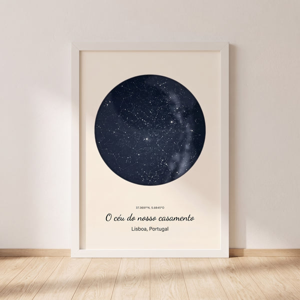 Quadro mapa estelar personalizado casamento