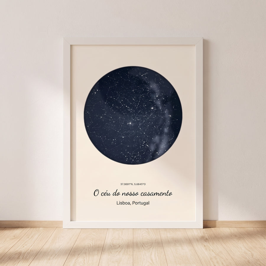 Quadro mapa estelar personalizado casamento