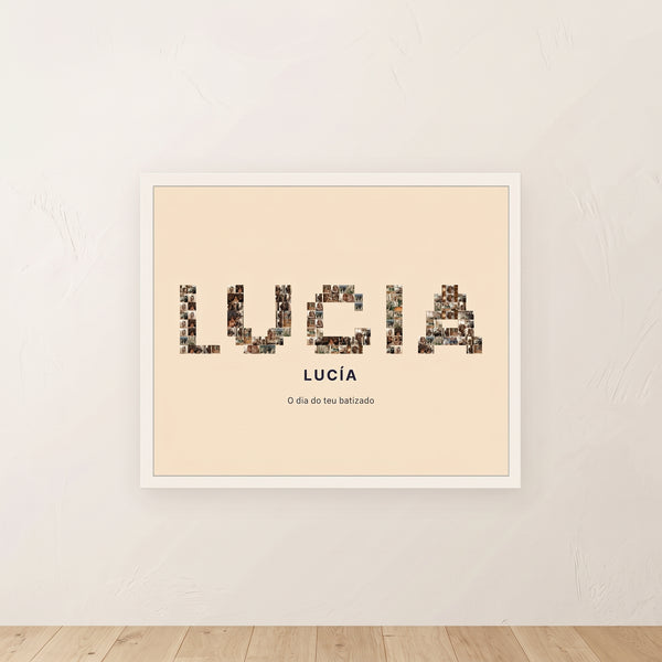 Quadro nome com fotos personalizado batizado