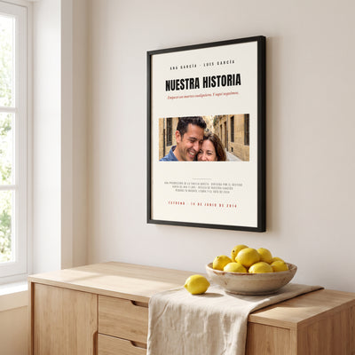 Quadro «O nosso filme» personalizado, cartaz de cinema com a vossa foto