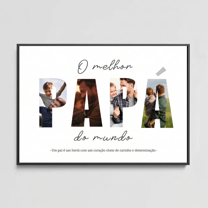 Quadro personalizado El mejor PAPÁ del mundo con una foto dentro de cada letra, apaisado
