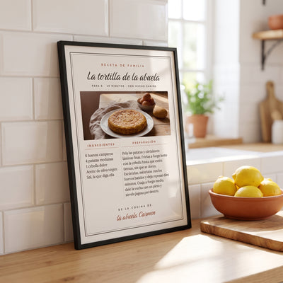 Quadro «A receita da avó» personalizado, com fotografia do prato