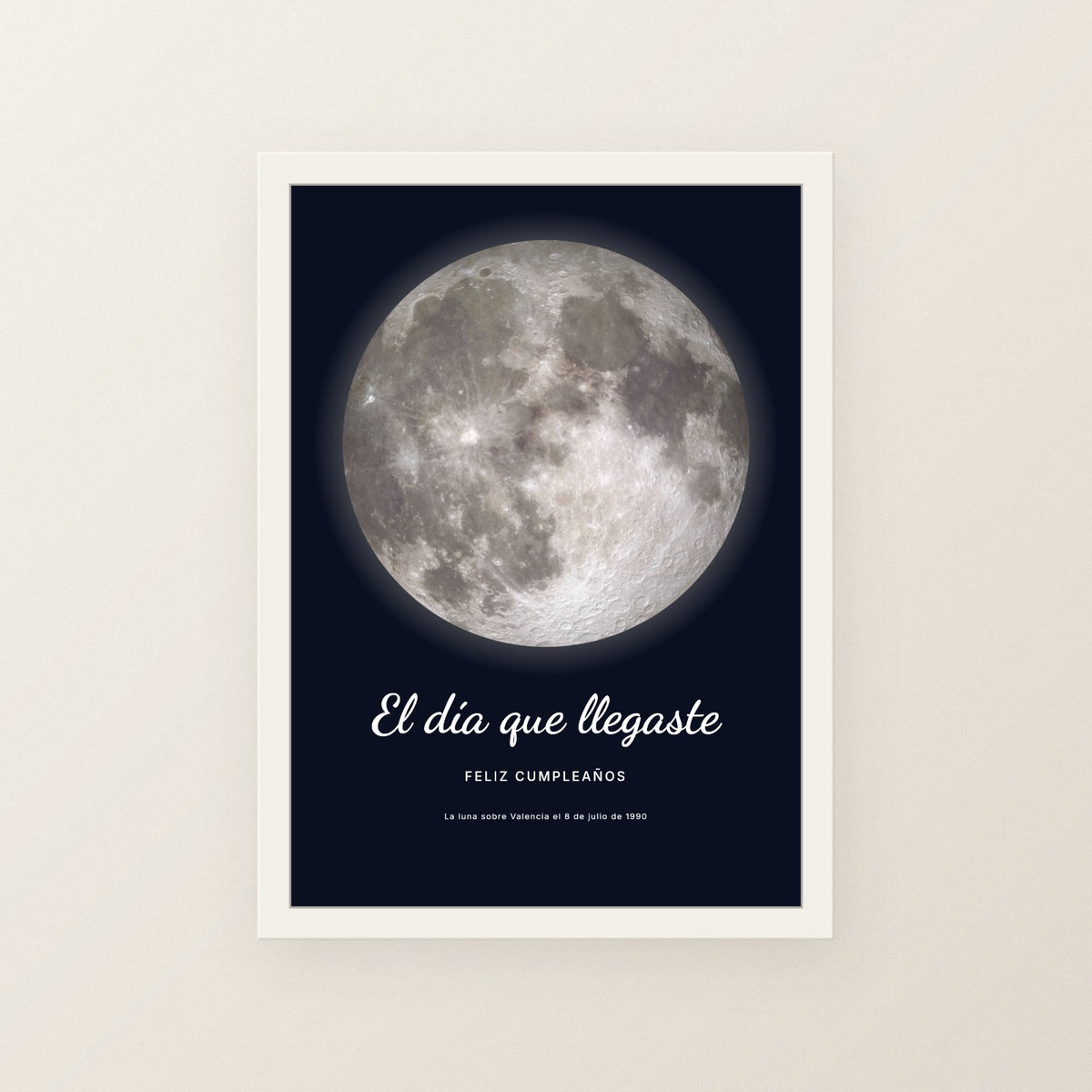 Cuadro fase lunar personalizado cumpleaños con la luna real de la noche de nacimiento