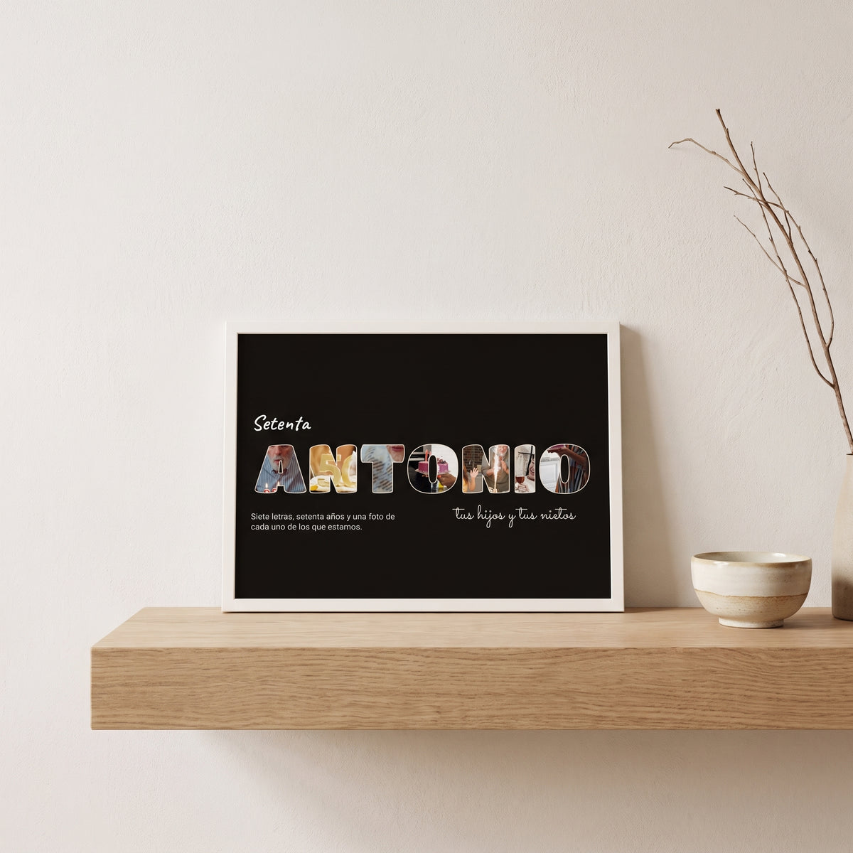 Cuadro letras con fotos personalizado cumpleaños