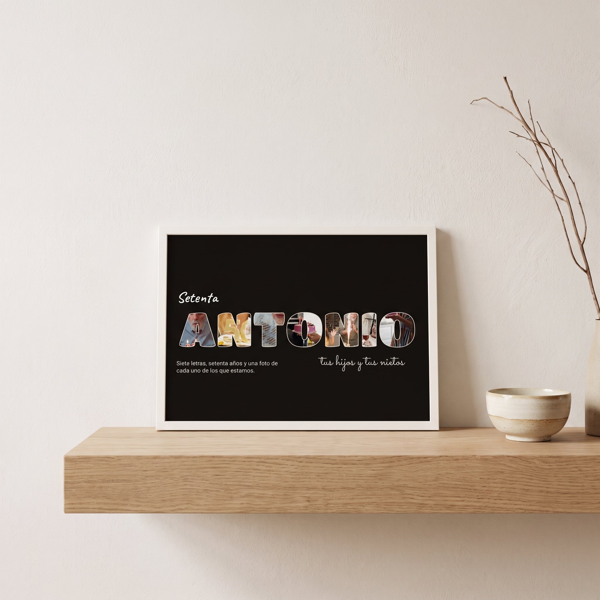 Cuadro letras con fotos personalizado cumpleaños