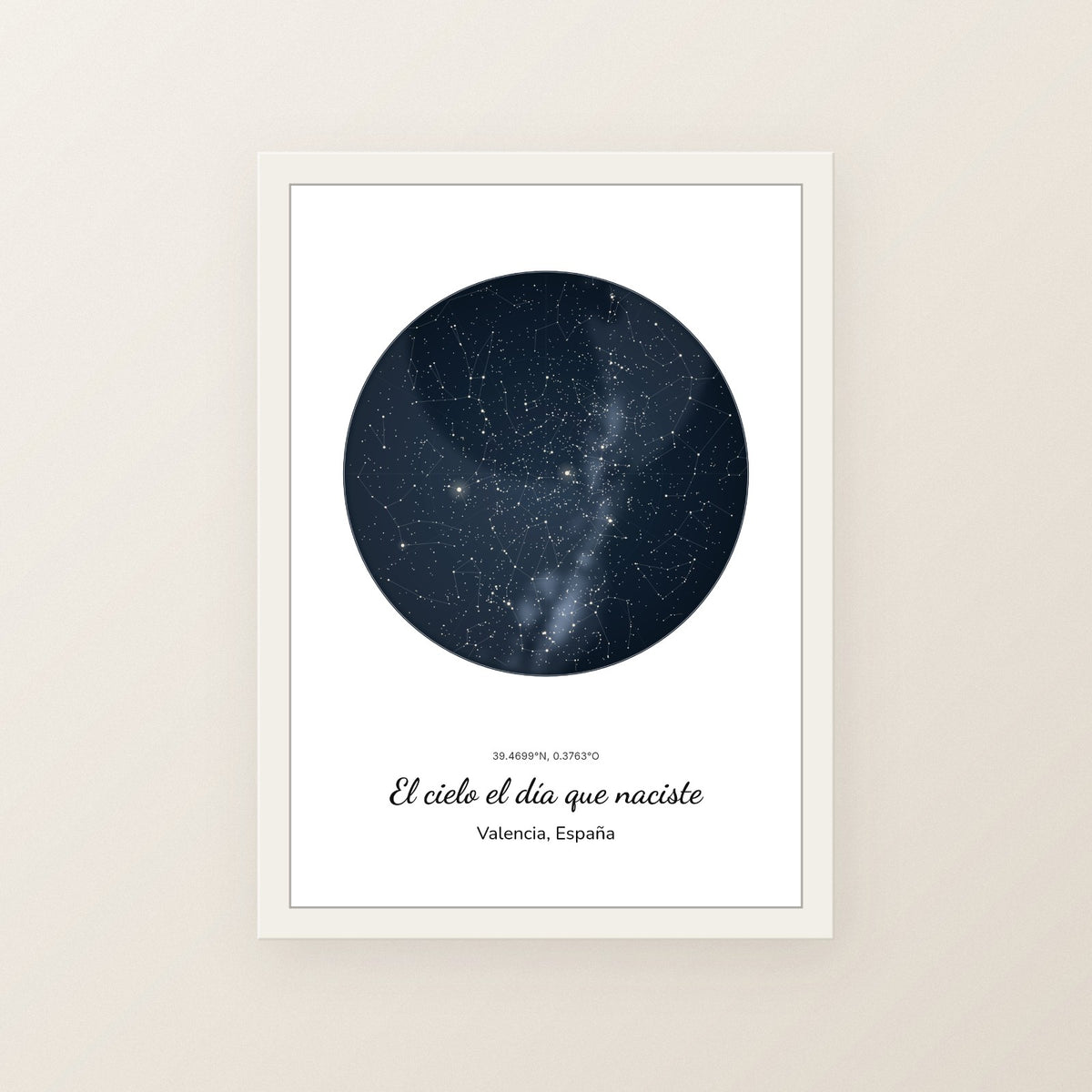Cuadro mapa estelar personalizado cumpleaños con el cielo del día de nacimiento