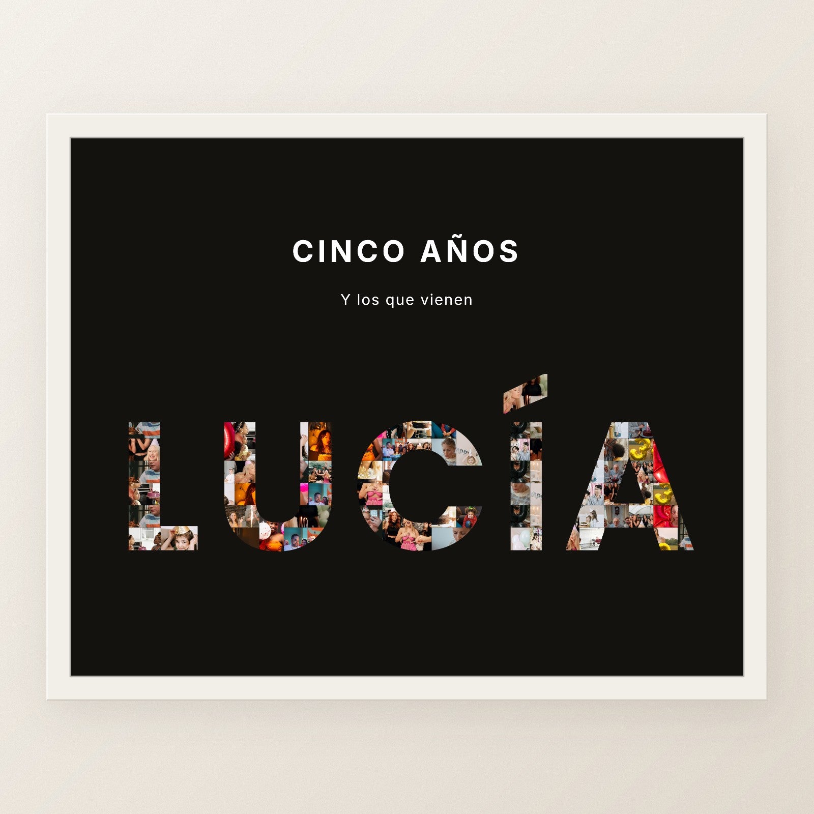 Cuadro nombre con fotos personalizado cumpleaños con el nombre relleno de fotografías