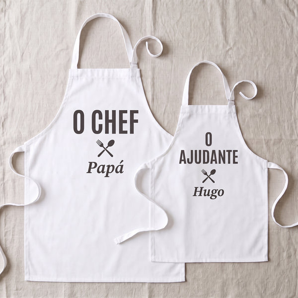 Aventais Chef e Ajudante · o grande e o pequeno
