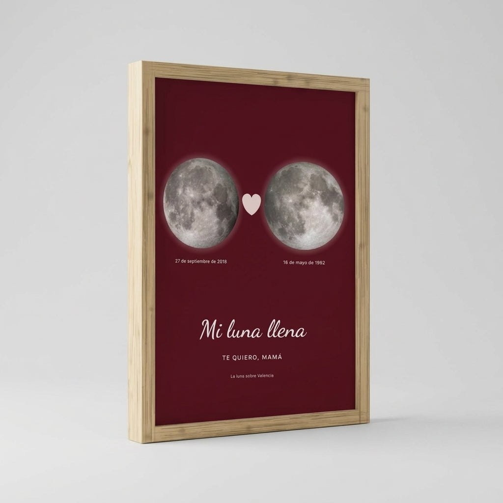 Grosor y perfil del marco de madera del cuadro fase lunar personalizado Día de la Madre