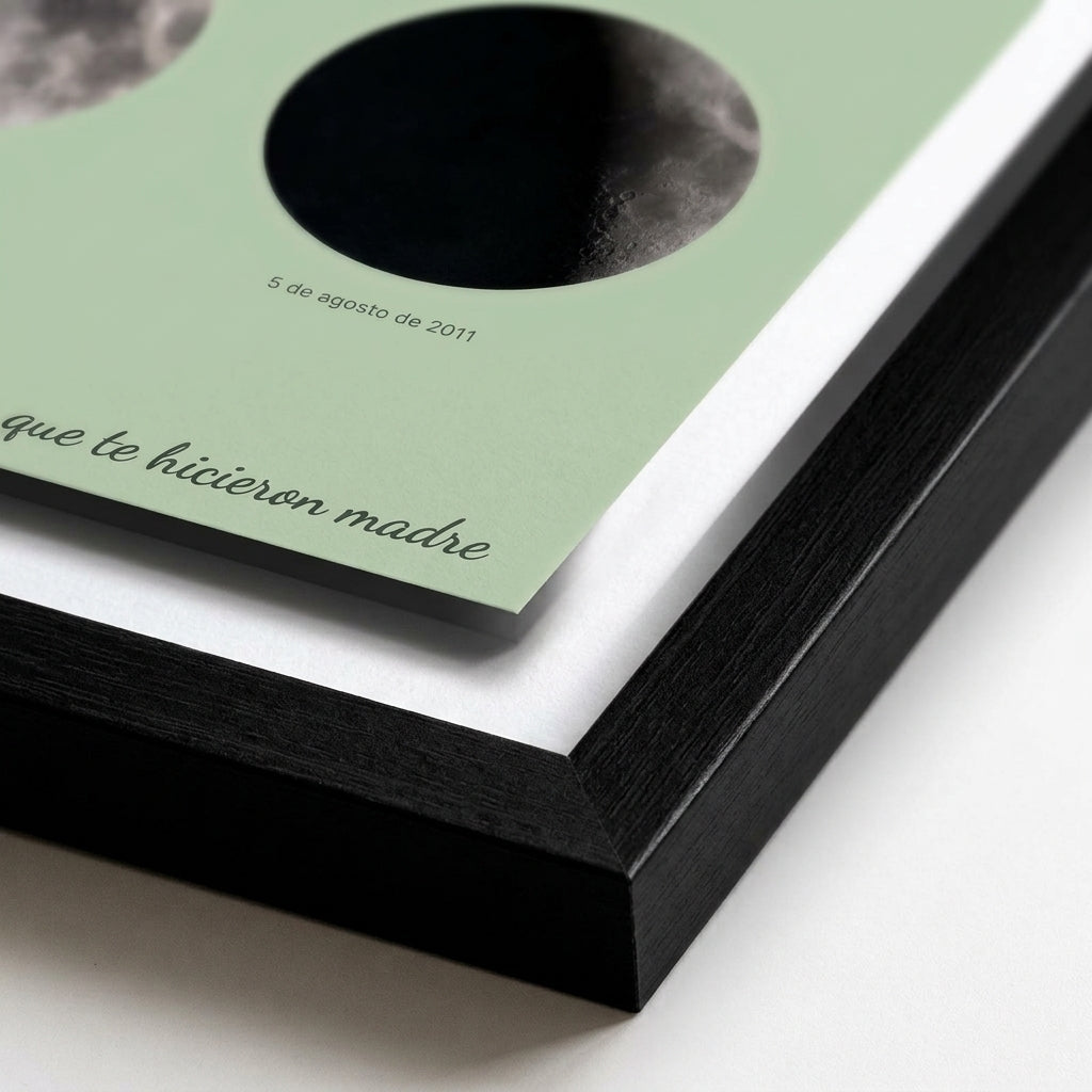 Margen de la lámina dentro del marco del cuadro fase lunar personalizado Día de la Madre
