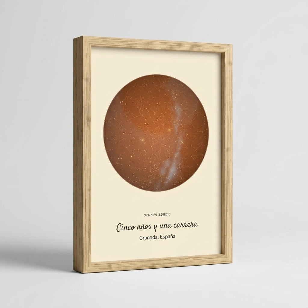 Grosor y perfil del marco de madera del cuadro mapa estelar personalizado de graduación