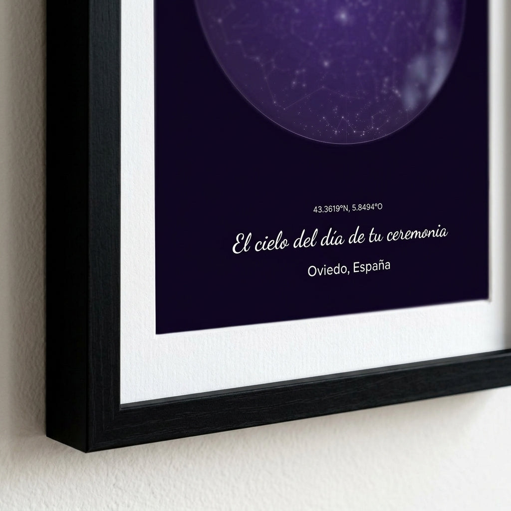 Margen de la lámina dentro del marco del cuadro mapa estelar personalizado de graduación