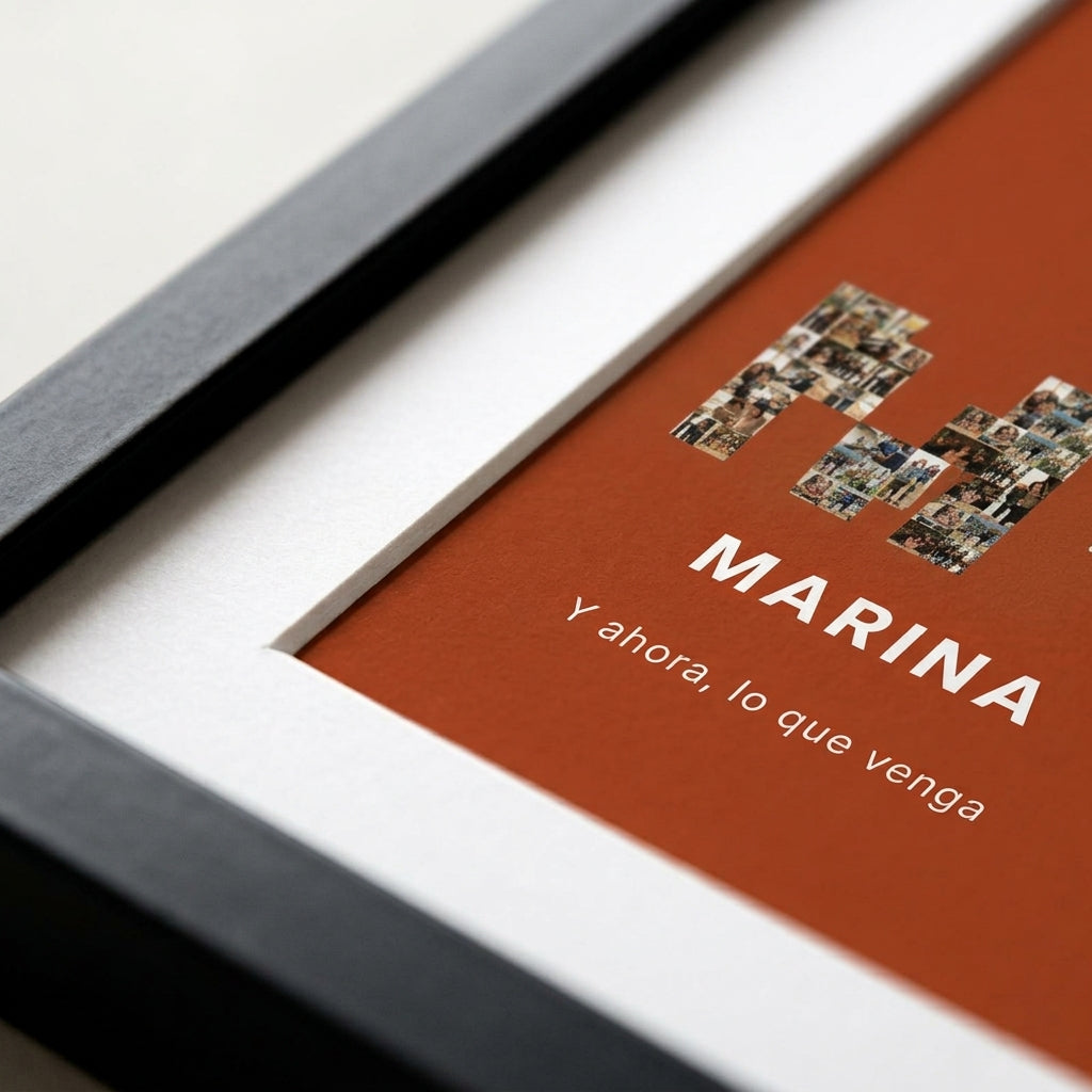 Margen de la lámina dentro del marco del cuadro nombre con fotos personalizado de graduación
