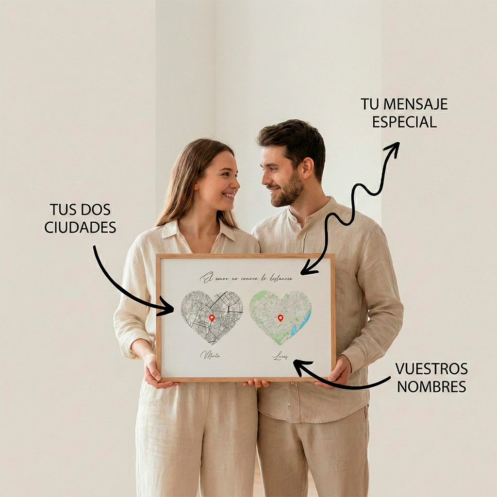 Cuadro Lugar Pareja a Distancia Personalizado