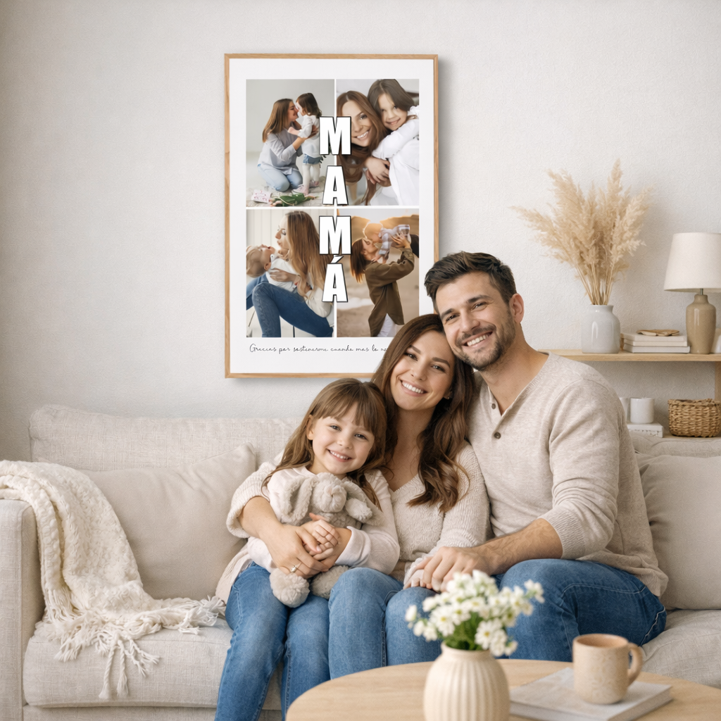 Cuadro Mamá 4 Fotos Letras - Personalizado