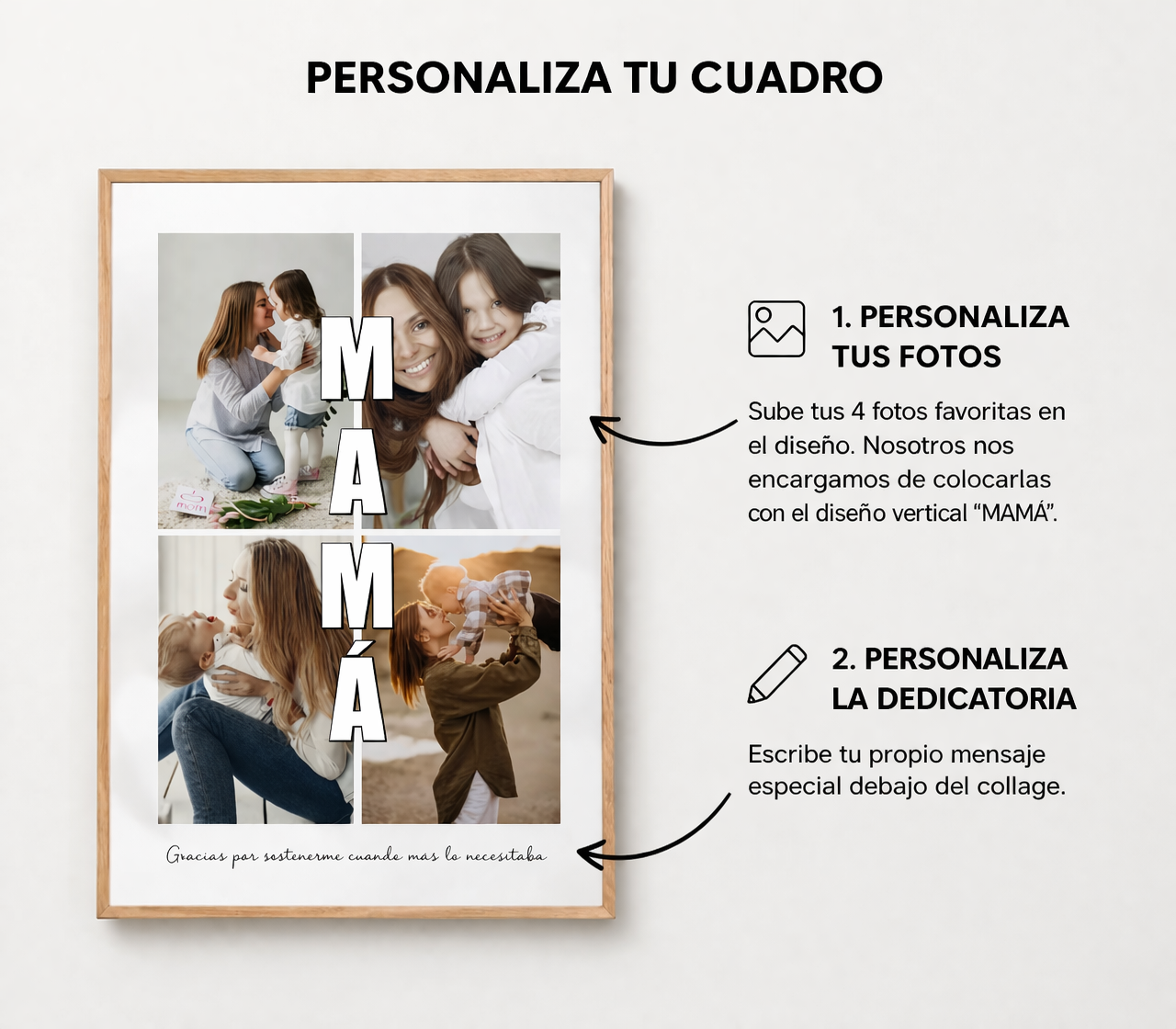 Cuadro Mamá 4 Fotos Letras - Personalizado