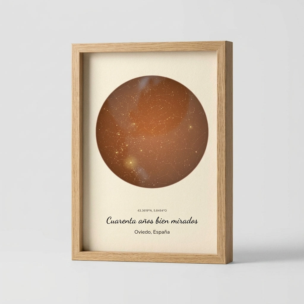 Grosor y perfil del marco de madera del cuadro mapa estelar personalizado de jubilación