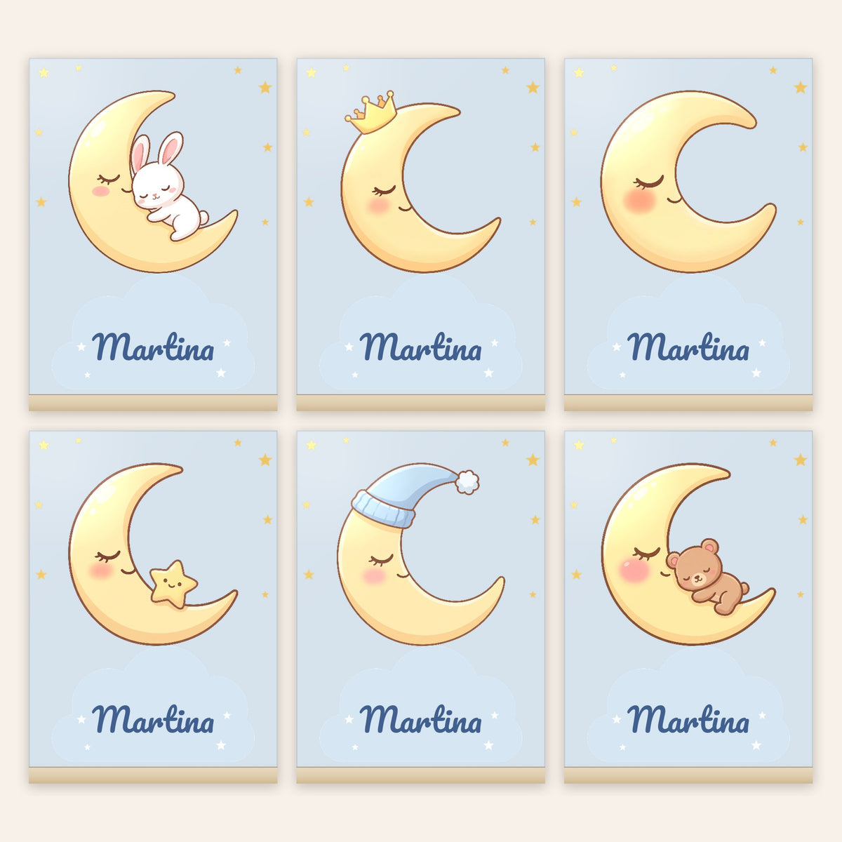 Lámpara infantil personalizada con luna y nombre: todos los diseños para elegir