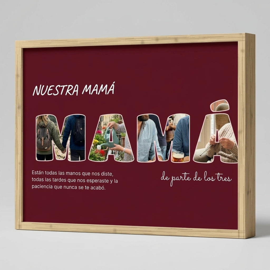 Grosor y perfil del marco de madera del cuadro letras con fotos personalizado Día de la Madre