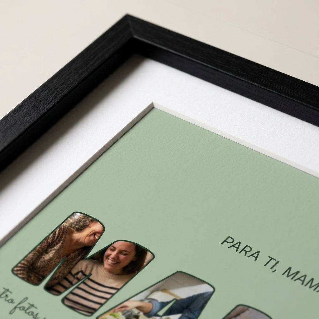 Margen de la lámina dentro del marco del cuadro letras con fotos personalizado Día de la Madre