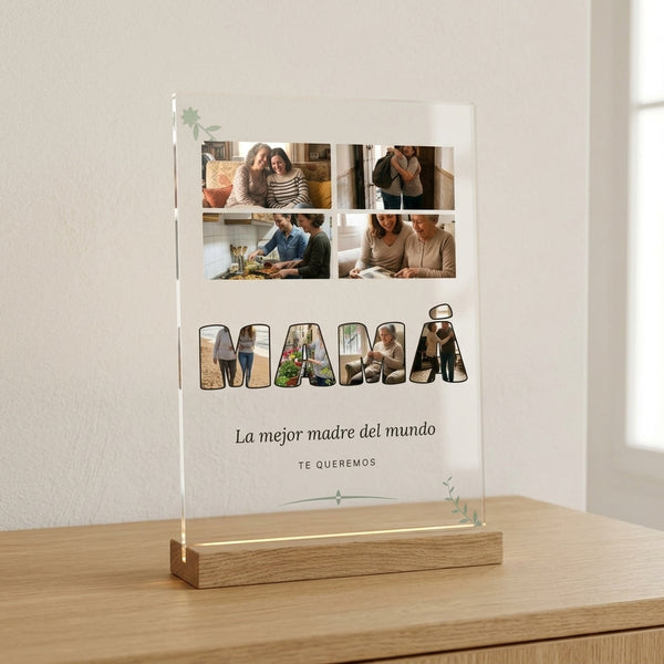 Placa personalizada con fotos en las letras