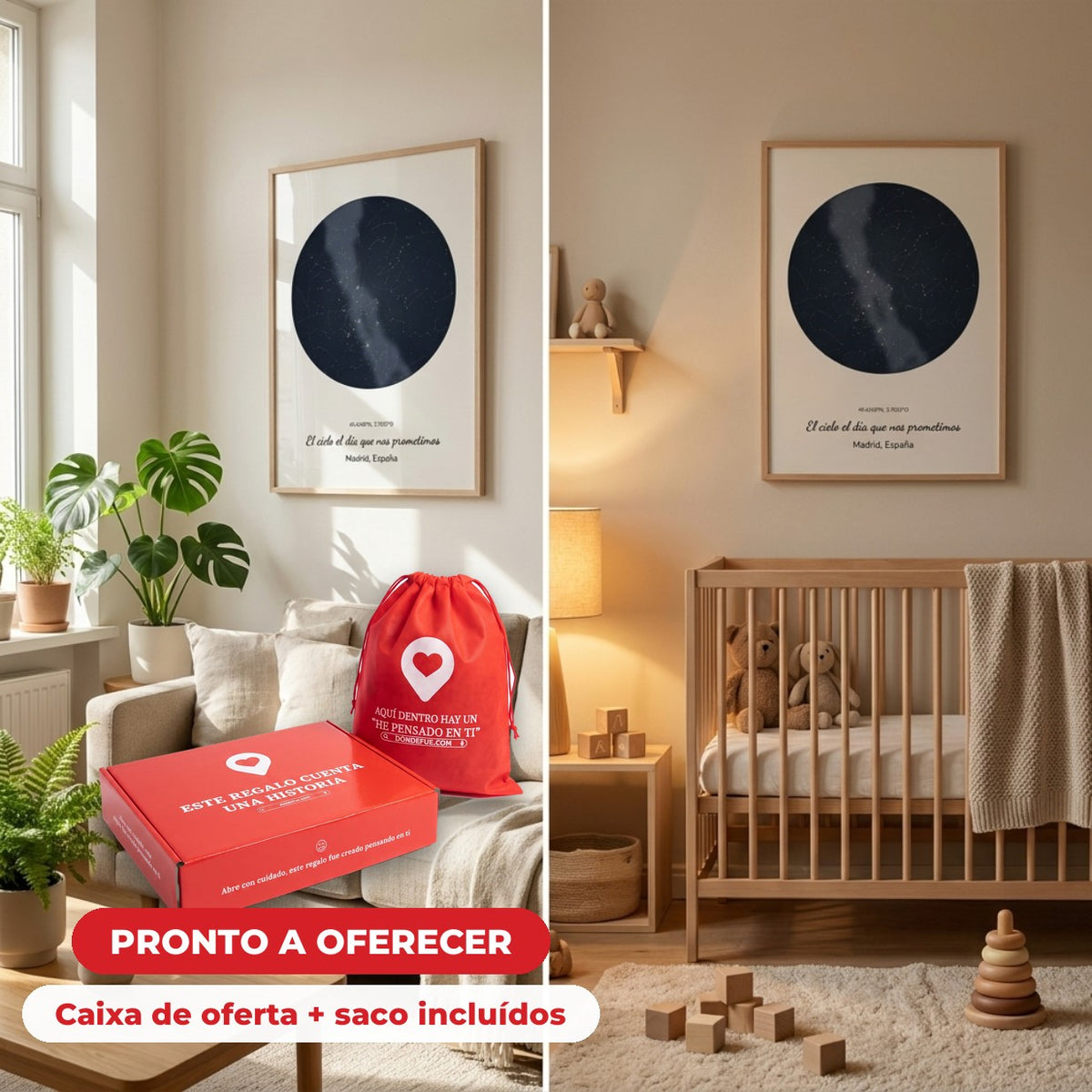 Cuadro Mapa Estelar — llega en su caja regalo con bolsa, listo para regalar