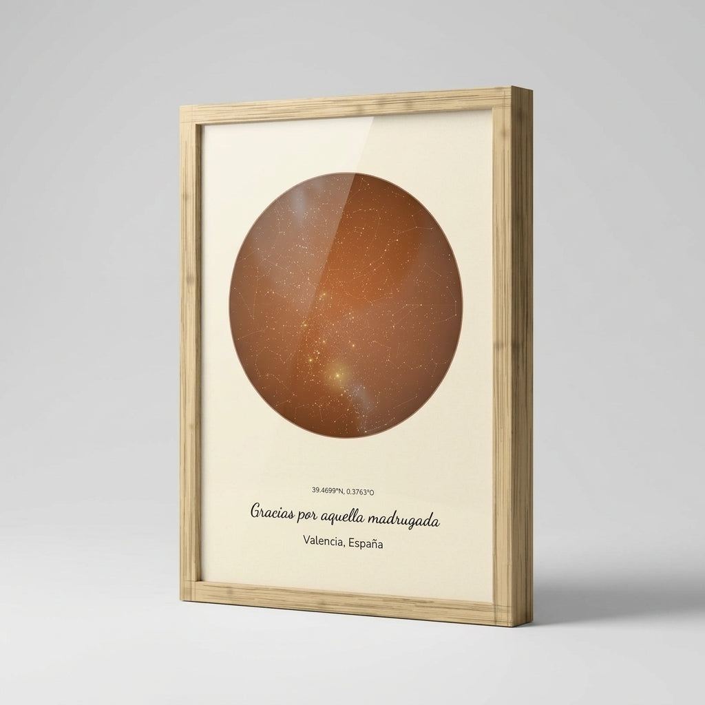 Grosor y perfil del marco de madera del cuadro mapa estelar personalizado Día de la Madre