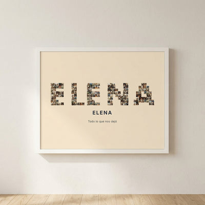 Cuadro nombre con fotos personalizado en memoria