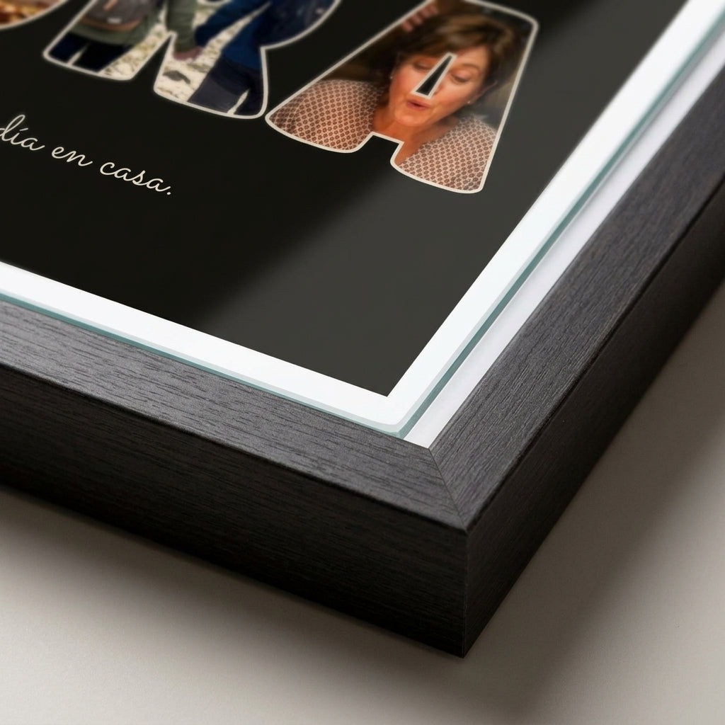 Margen de la lámina dentro del marco del cuadro letras con fotos personalizado de nacimiento