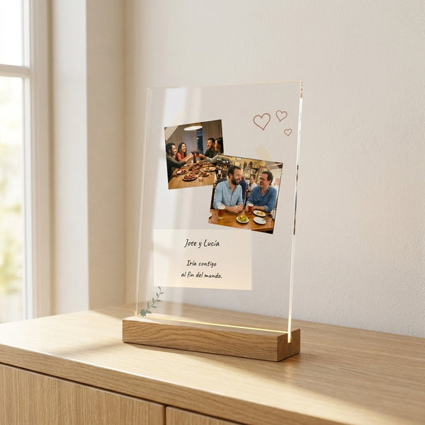 Placa personalizada con fotos y nota