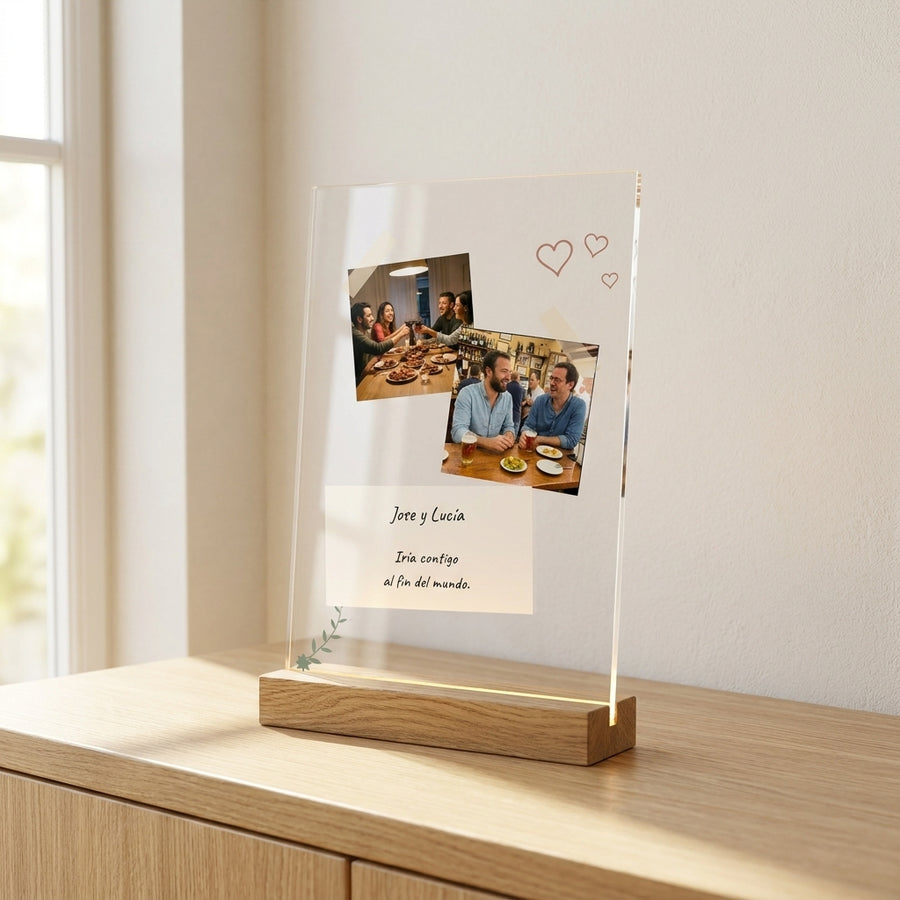 Placa personalizada con fotos y nota