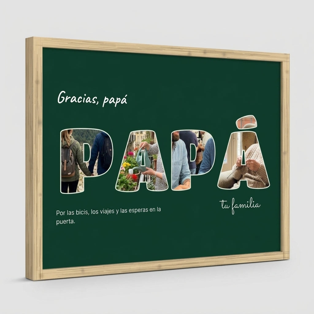 Grosor y perfil del marco de madera del cuadro letras con fotos personalizado del Día del Padre