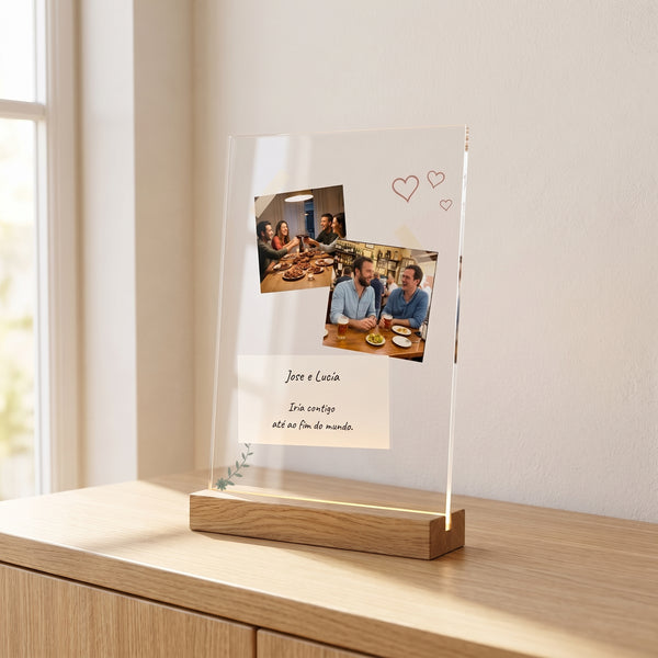 Placa personalizada com fotos e nota