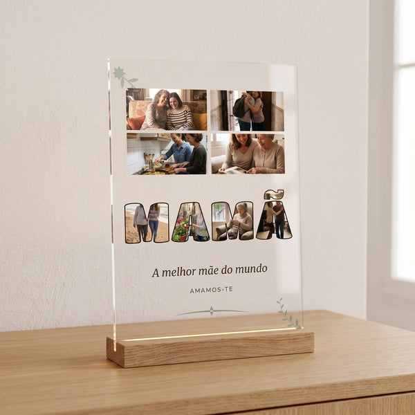 Placa personalizada com fotos nas letras