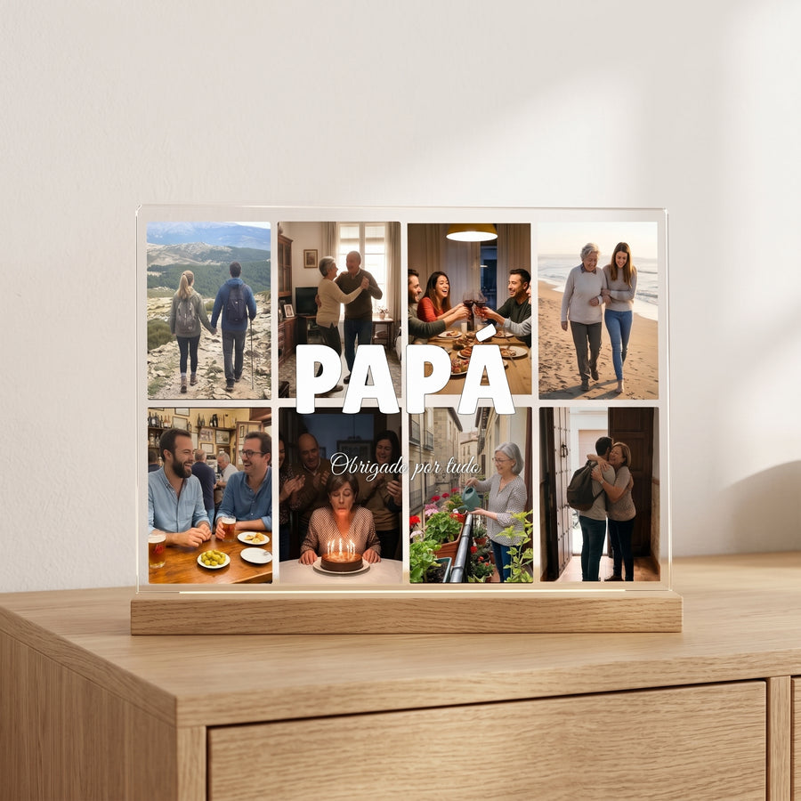 Placa personalizada com 8 fotos