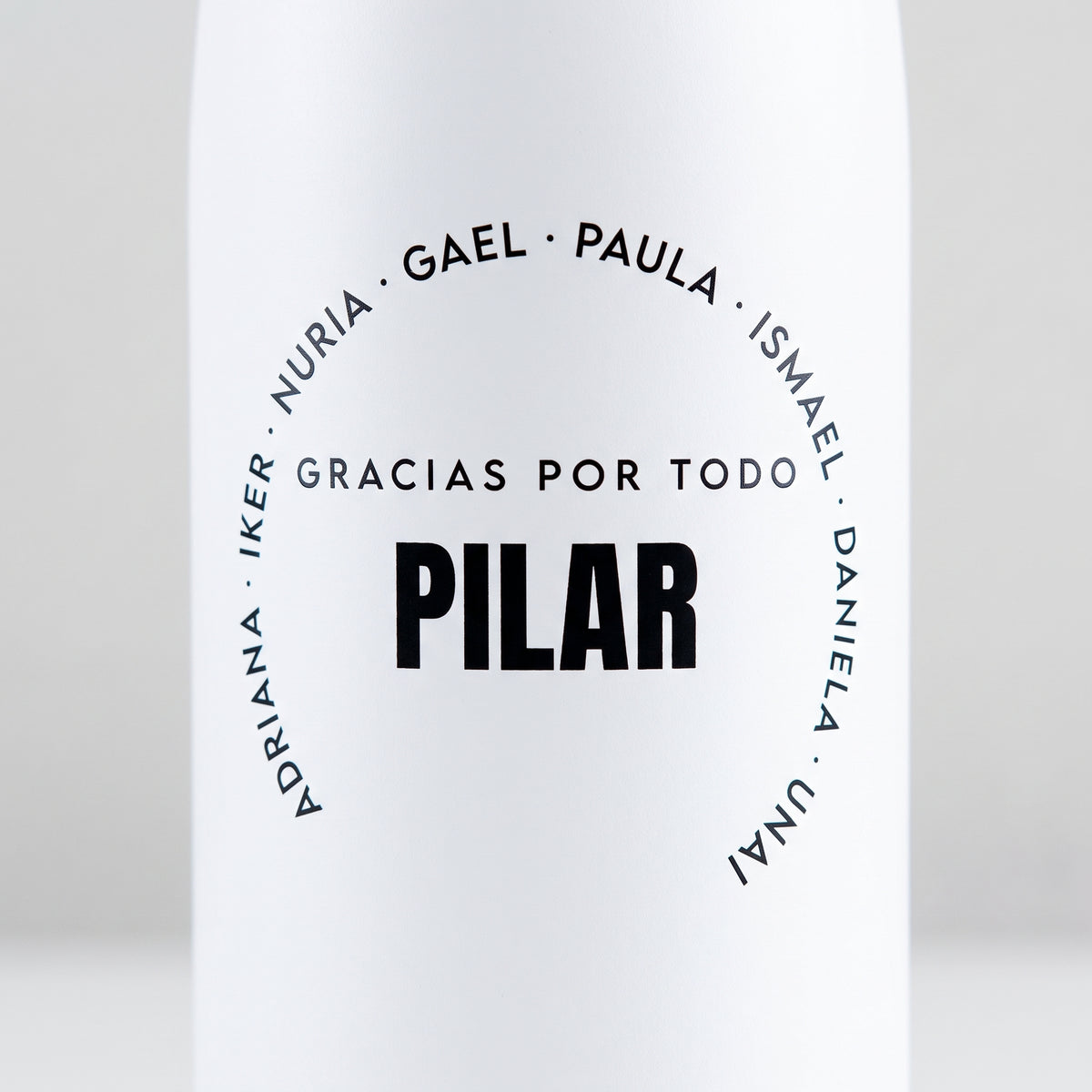 Detalle de los nombres de los alumnos alrededor del nombre PILAR