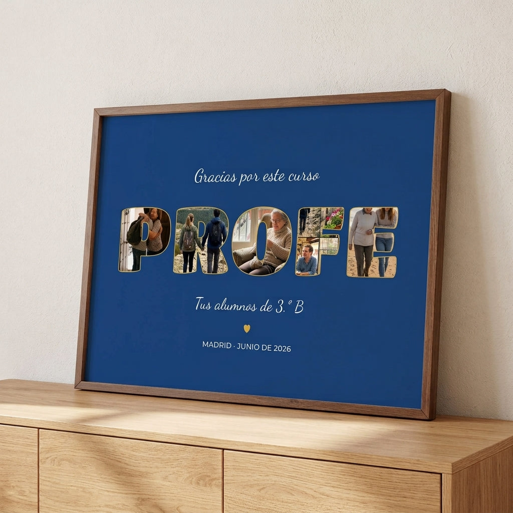 Cuadro profe con fotos personalizado