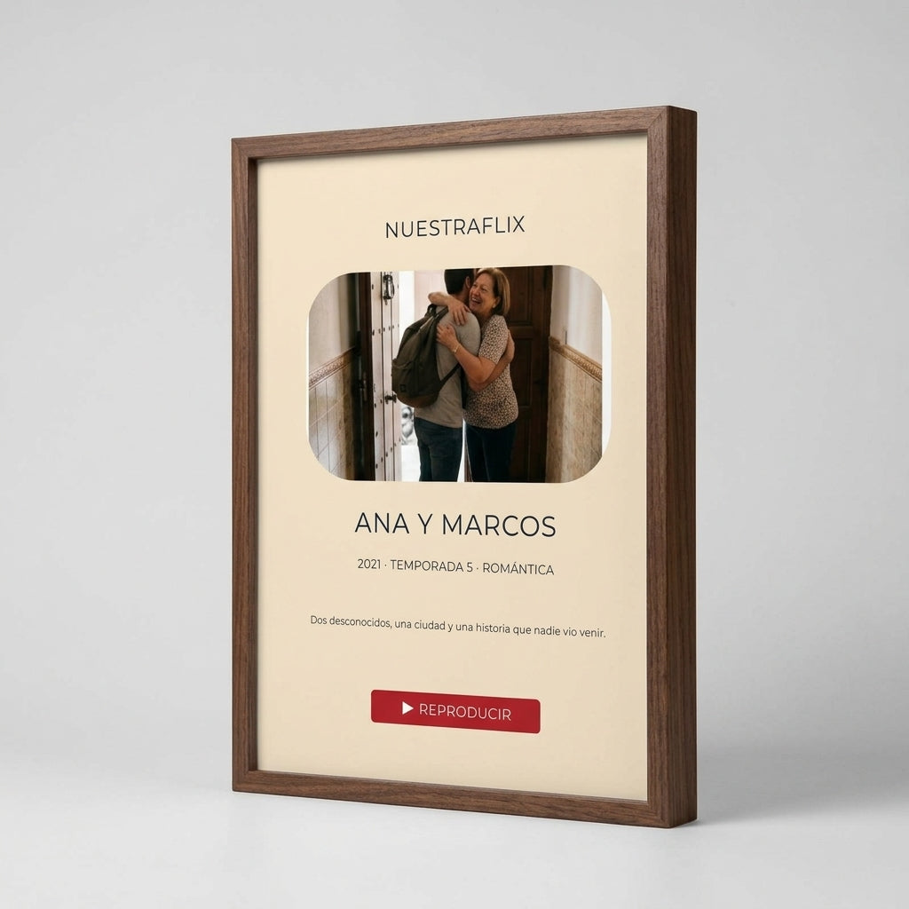Quadro personalizado con vuestra serie, visto de perfil para apreciar el grosor del marco
