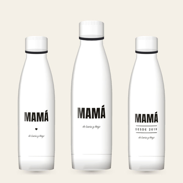 Botella personalizada Mamá con los nombres de los hijos