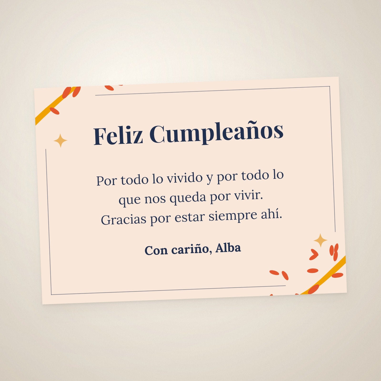 Tarjeta de dedicatoria de cumpleaños, A6 apaisada, con confeti dorado